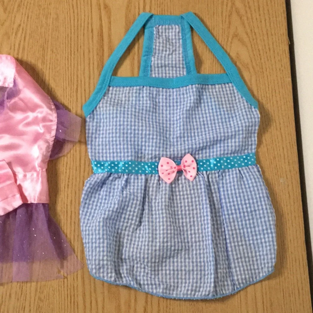 Bundle Of 2 Doggie Dresses Size Xs/Small 8 1/4” Waist 11 1/2” & 14 1/4” Length